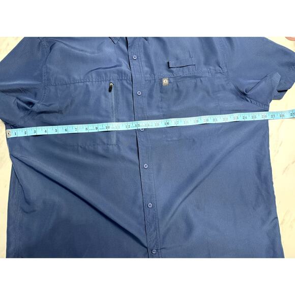 The American Outdoorsman Fishing Blue Button Up Mens Top Size XXL Short Sleeve - Picture 9 of 11